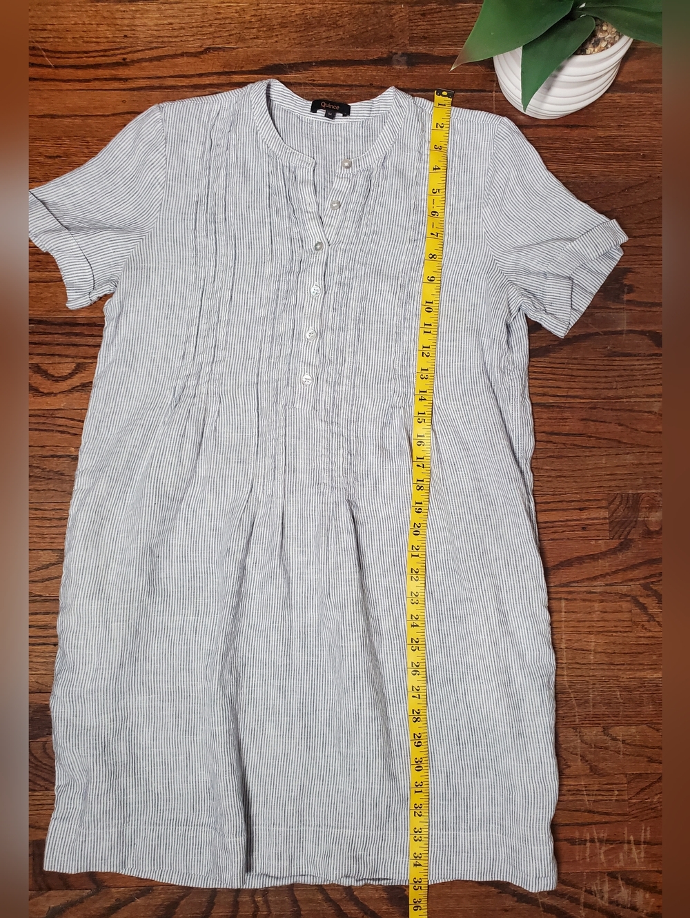 Quince Pale Blue Pintuck Linen Mini Dress - Picture 13 of 14